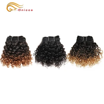 6Pcs/Lot Peruvian Curly Bundles Jerry Curl Double Drawn Human Hair Remy Funmi Hair T1B 30 99J Colored Hair Extension Htonicca 2