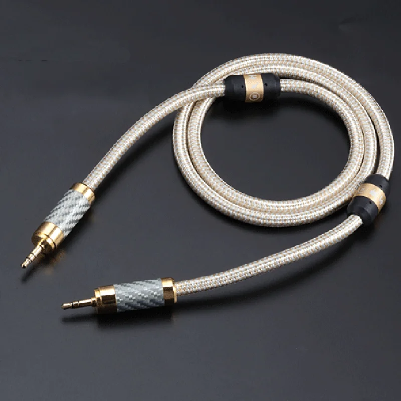 Hifi 3 5 Mini Jack AUX Cable 3 5mm to 3 5mm for Car Mobile Headphone Amplifier Soundbox Silver plated Conductor Cable 1M 3M 5M