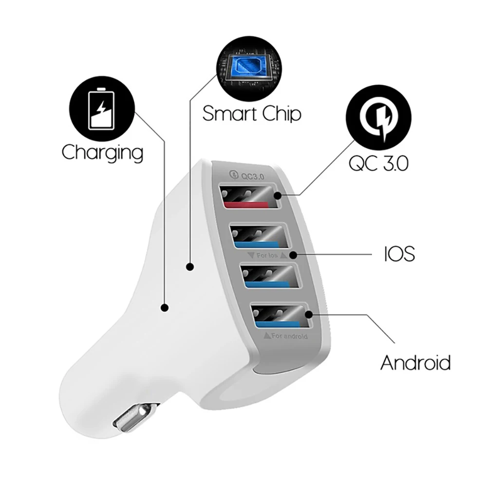Victsing быстро QC3.0 4 Порты и разъёмы зарядных порта USB для автомобиля Зарядное устройство 12/32V Мощность для iPhone samsung Xiaomi Tablet смарт-устройств Зарядное устройство автомобильные аксессуары