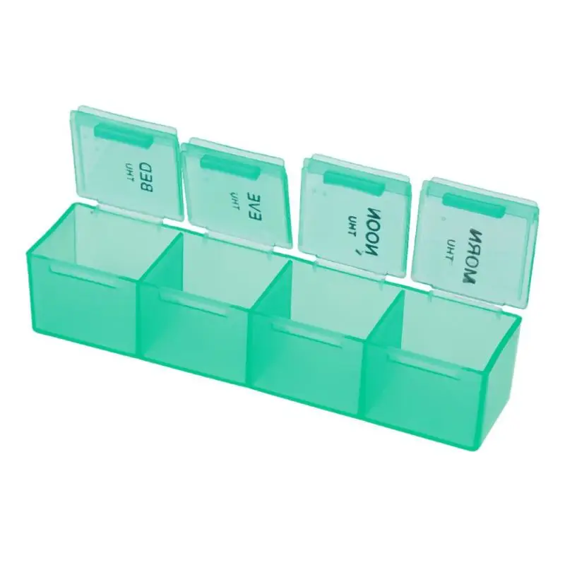 Portable 28 Grids Pills Box Holder Tablet Pill Case Medicine Storage Organizer Healthy Care Tool Rainbow Color with PU Bag