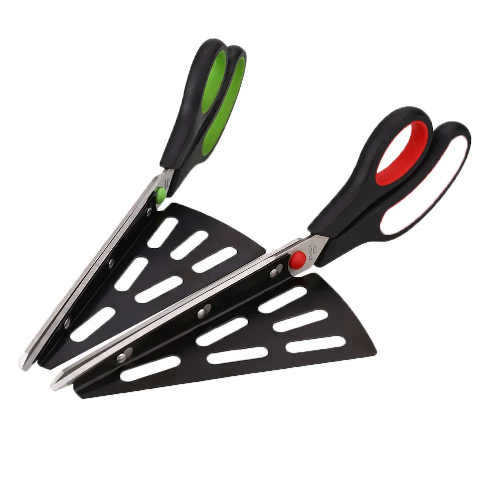 

2 in 1 Pizza Scissors Slicer Cutter Server Tray Food Serving Tool Cook Gadget