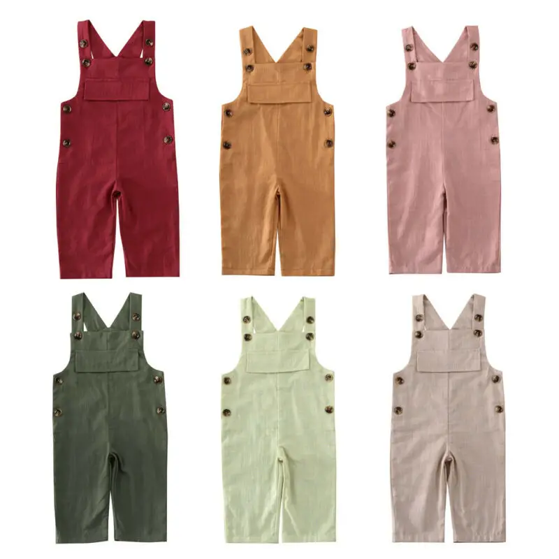 

6M-5Years Toddler Overalls Kids Baby Girl Rompers Suspender Pants Solid color Spring Fall Clothes