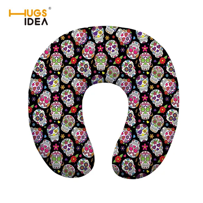 Z4847CT HUGSIDEA Sugar Skull печать портативная u-образная подушка для путешествий Удобная подушка для шеи для беременных кормящих автомобилей подголовник, подушка - Цвет: Z4847CT