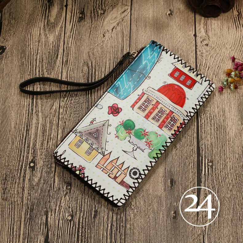 Style 24 Клатч, женский кожаный бумажник для телефона, Женский кошелек, держатель для карт, кошельки, женские длинные кошельки, Женская милая сумка для денег - Цвет: Style 24