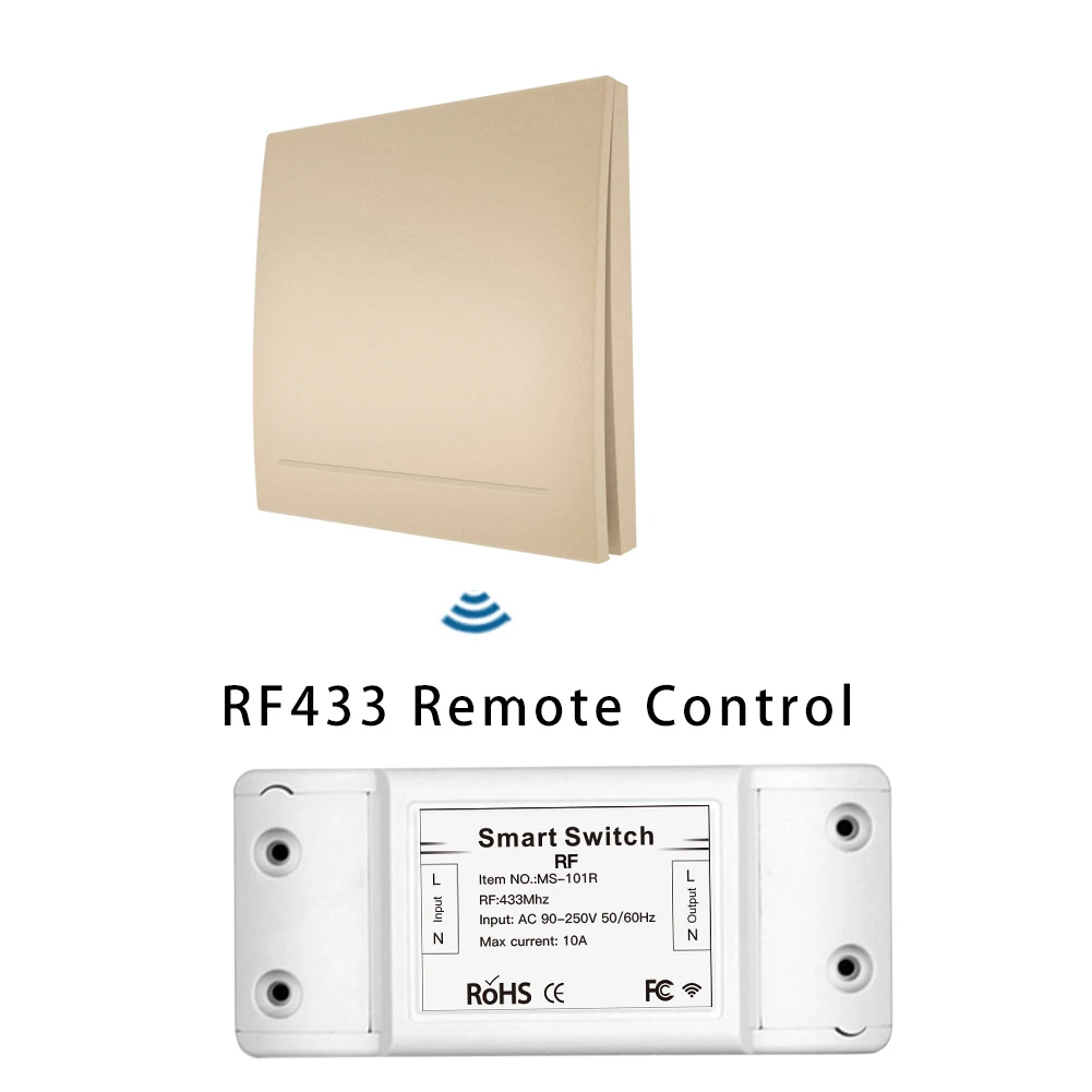 Gold Kit 1 RF 433 беспроводной смарт-переключатель пульт дистанционного управления приемник кнопочное управление Лер настенная панель передатчик, 2/3 способа мульти-управления - Цвет: Gold Kit 1