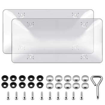 

XCCPJ License Plate Cover，2Pcs，Car Accessories，Smoked Clear White/Blue/Gray Frame Cover,Tinted Clear Unbreakable Plastic Covers
