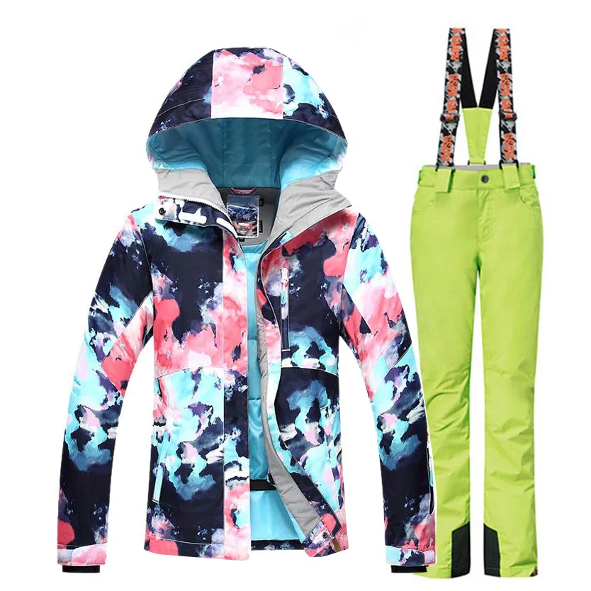 Colorfuls женский зимний костюм одежда 10K водонепроницаемый ветрозащитный, для открытого спорта Одежда Сноубординг костюм зимние штаны+ Лыжная куртка