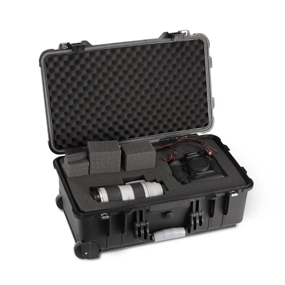 

high quality Tool Case With pull Impact Resistant Safety Case Suitcase Toolbox File Box Equipment Camera Case with Pre-cut Foam