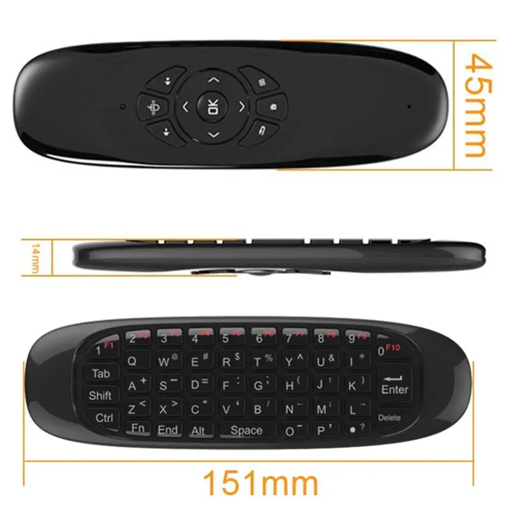 6 осей гироскоп C120 2 4G Air Mouse перезаряжаемая беспроводная клавиатура с пультом