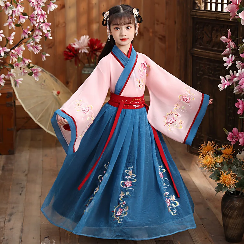 2020 детский Традиционный китайский Стиль танцевальный Hanfu костюмы дети девочки