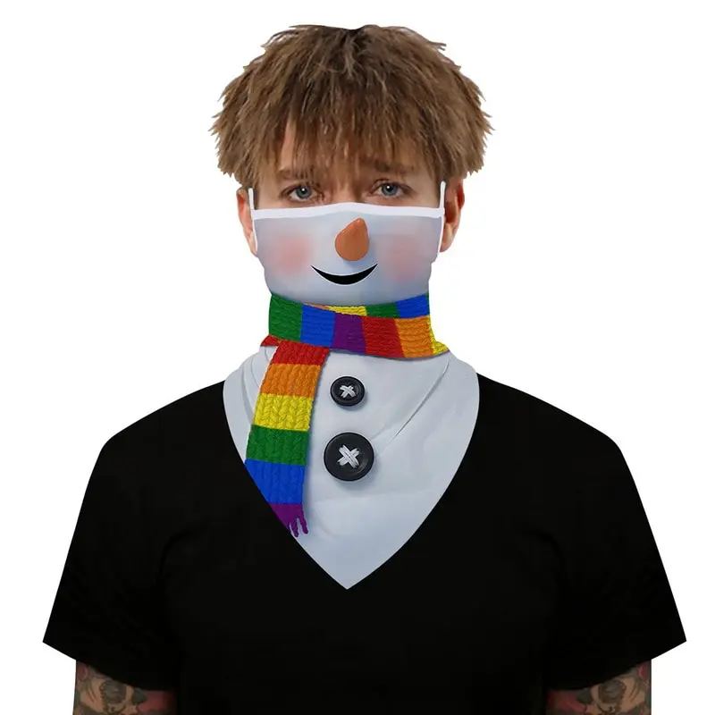 

Christmas Printed Bandana Scarf Women Men Party Face Mask Scarf Outdoor Headband Riding Masks Xmas Triangle Scarf Santa Claus