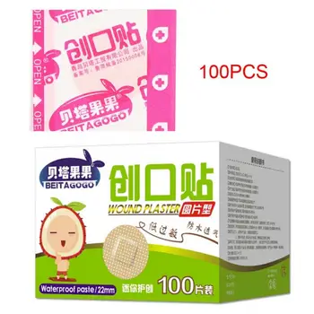 

100Pcs Adhesive Bandages First Aid Kit Breathable Waterproof Medical Mini Round Hemostatic Stickers Kids Children Adult Camping