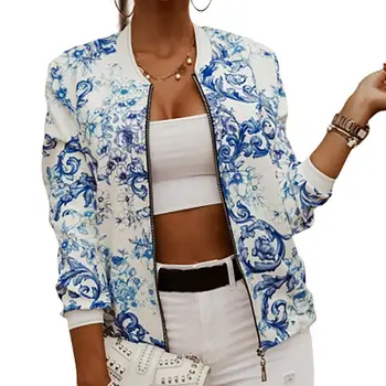 

Plus Size Women Autumn Winter Jacket Vintage Floral Slim Long Sleeve Zipper Jacket Short Coat 2020 Newest