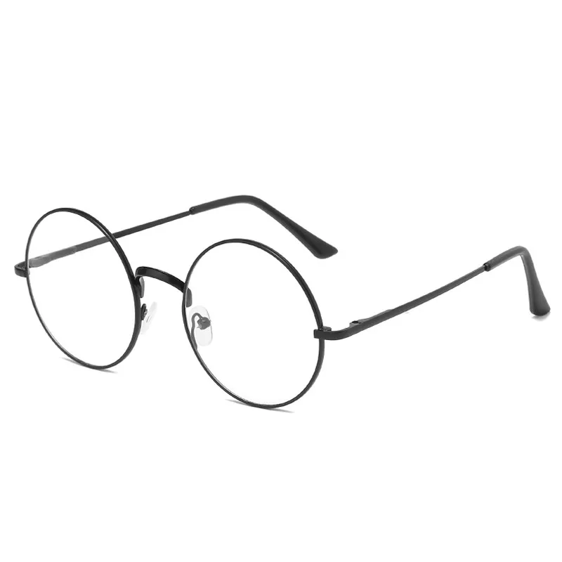 SEEMFLY, винтажные очки, круглая оправа, простые зеркальные очки, унисекс, Ретро стиль, очки, модные, студенческие, подарок, металлические, прозрачные очки для чтения - Цвет оправы: Черный