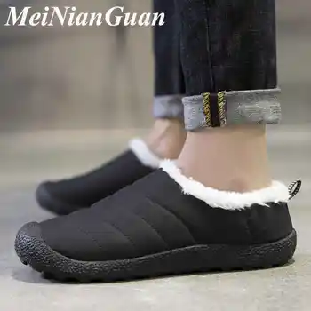 

Plus Size Sneakers for Men High-Cut Shoes for Men Casual Black Men's Slip-ons Keep Warm Winter Snow Footwear Couple Flat Shoe E6