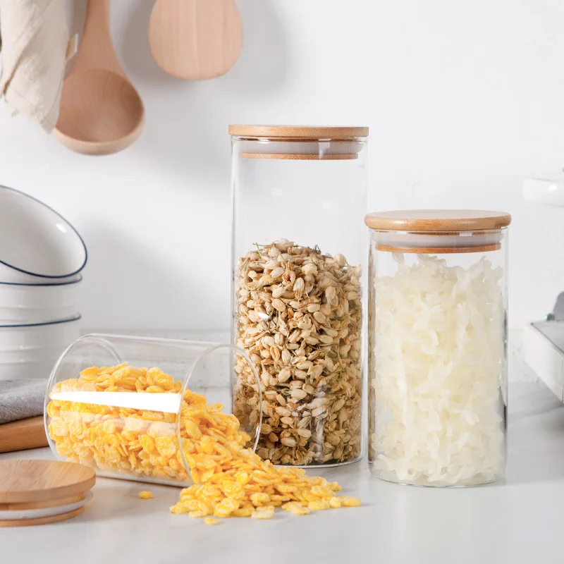 

Japanese Style Household Transparent Glass Sealed Jar Glass Jar Storage Box Food Dried Fruit Moisture-Proof Storage Jar Preserva