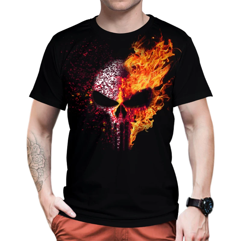 

YFFUSHI 2019 New Male 3d Tshirts Print T Shirts Men Crossbones Punisher Skull T shirt Summer Tops Men Tees Casual Streetwear 5XL