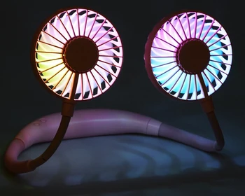 

Hands-free Neck Band Hands-Free Hanging USB Rechargeable Dual Fan Mini Air Cooler Summer Portable 2000mA Sarmocare
