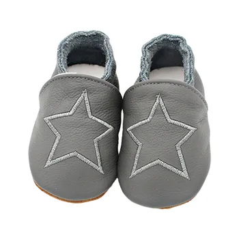 

Cowhide Baby Boy Girl Crib Shoes Soft Bottom Newborn Kids Toddler Leather Star Shoes First Walkers Black Gray White Khaki Brown