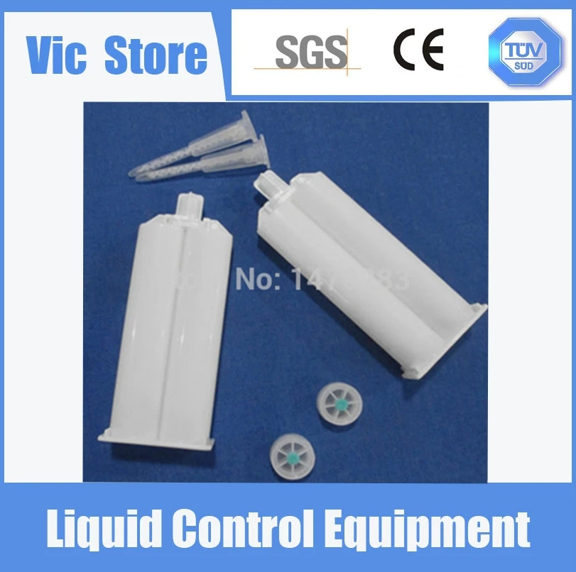 

Free Shipping Two Component 50ml/cc Plastic Cartridge 1:1 With Ma Static Mixer