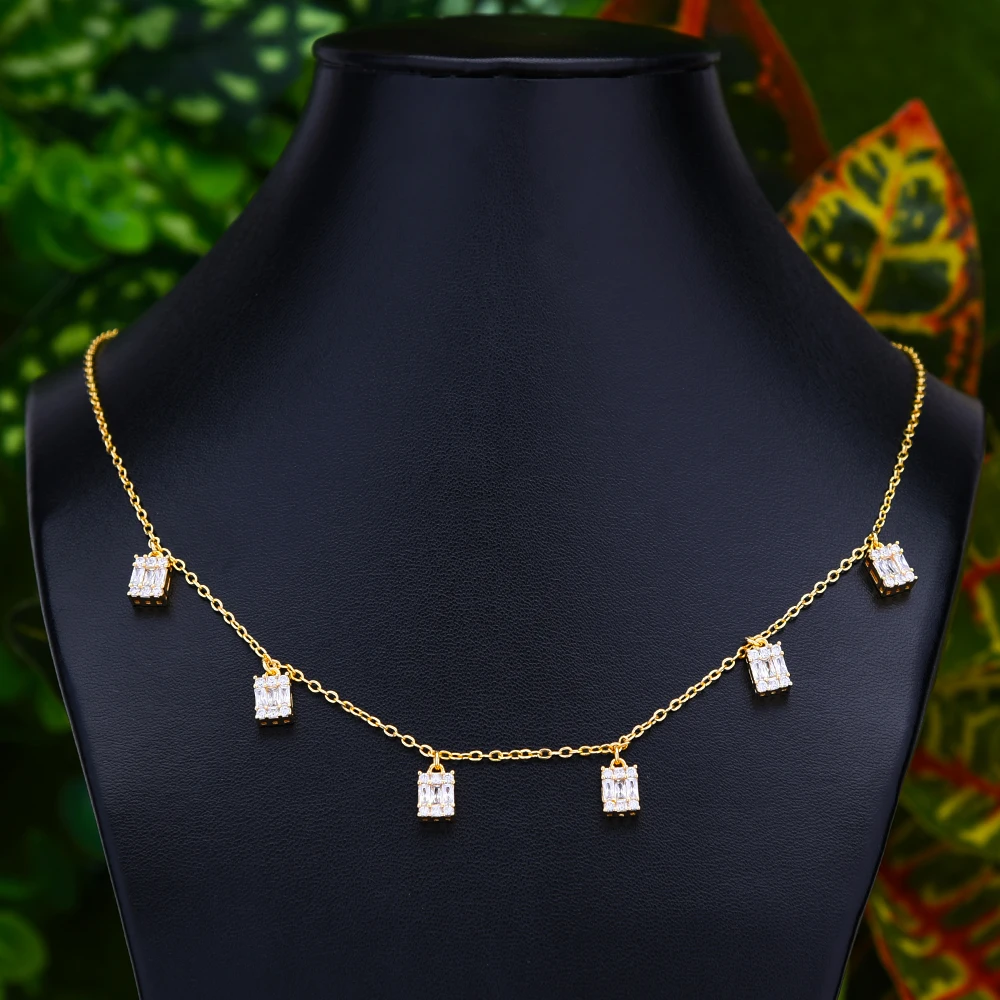 GODKI, модное женское ожерелье в стиле Bagutte Cut Lariat, свадебные с кубическим цирконом, Трендовое геометрическое ожерелье с серебряной подвеской в Дубае