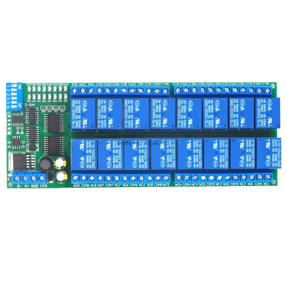 12 В 16 канальный RS485 Реле Modbus RTU протокол последовательный пульт дистанционного управления ПЛК плата управления