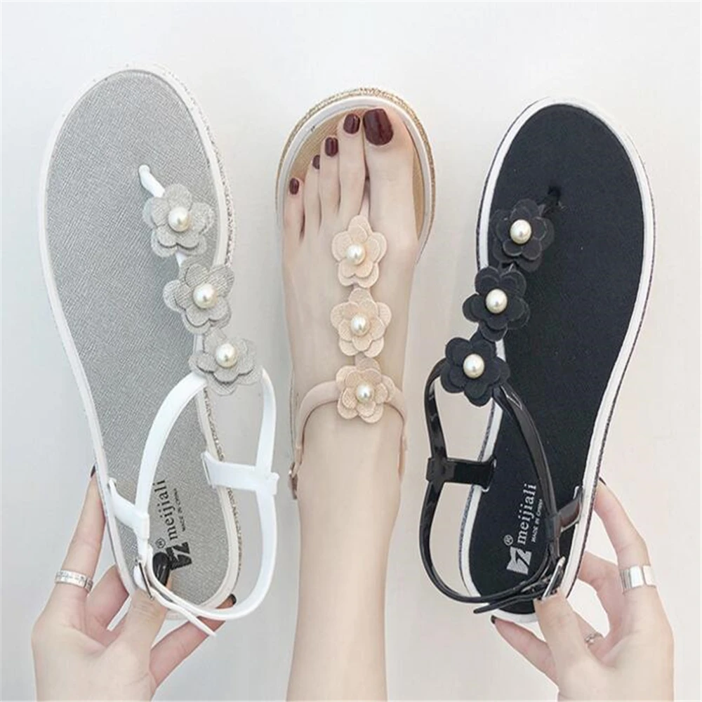 Женские сандалии на плоской подошве модная повседневная обувь с Т-образным