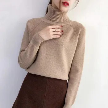 

Womens Sweaters 2019 Classic Autumn Winter Thick Warm Turtleneck Sweater Tops Women Pullover Jumper Knitted Sweater Pull Femme