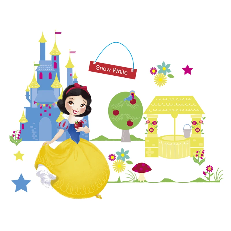 A022-P Disney Белоснежка Принцесса настенные наклейки детские комнаты мультяшное украшение для дома 20*30 см настенные наклейки ПВХ художественная Мураль Сделай Сам обои - Цвет: A022-P