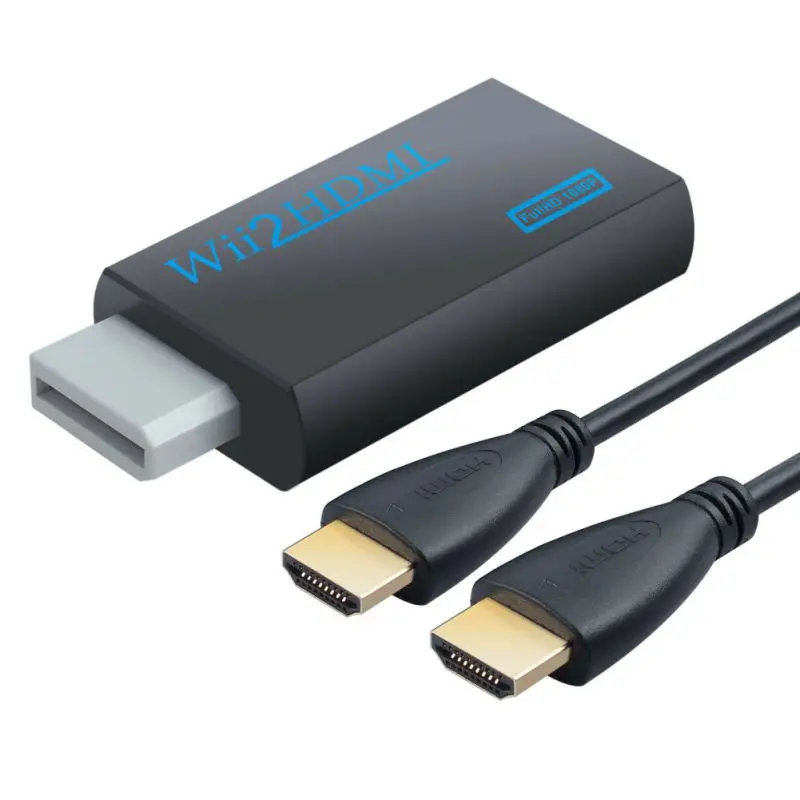 Для wii к HDMI конвертер аудио адаптер 3,5 мм разъем с HDMI кабель для HDTV PC Черный Поддержка 720P 1080P для wii 2HDMI адаптер