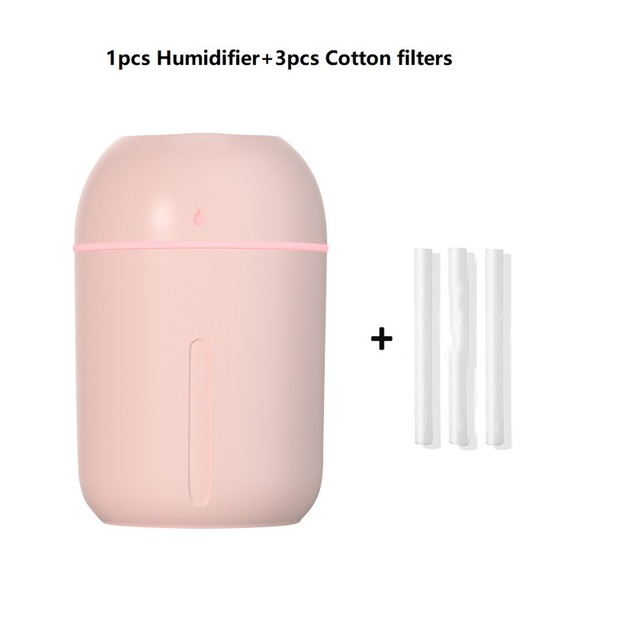 330ML USB Silent Air Humidifier Gentle Night Light Aroma Diffuser Continuous/Intermittent Spray Can Work For 8-12 Hours