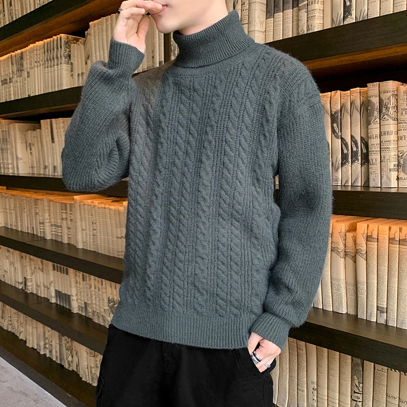 

Strength sweater men's high neck twist autumn style autumn and winter trend sweater autumn sweater