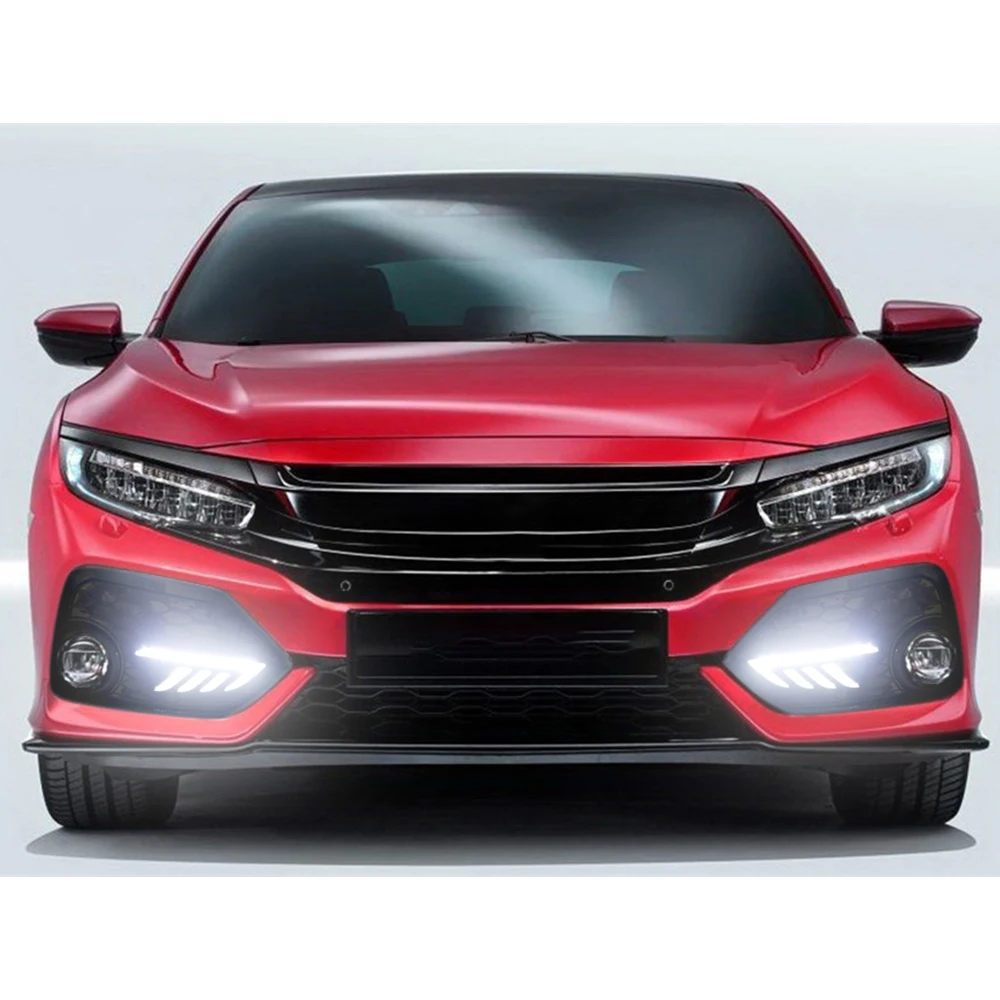 2 шт. для Honda CIVIC хэтчбек дневной ходовой светильник светодиодный DRL противотуманный светильник дальнего света желтый указатель поворота