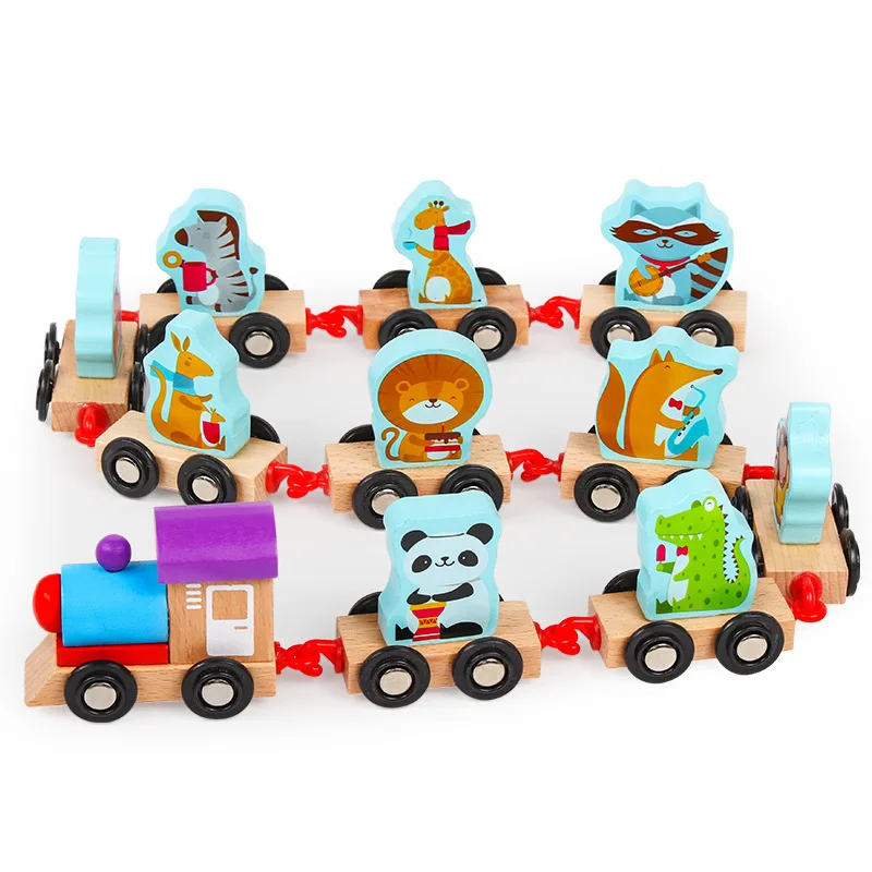 

Children Wood with Numbers Small Train Assembled Combination Early Education Wooden Drag Intelligence Building Blocks Toy Car 1-