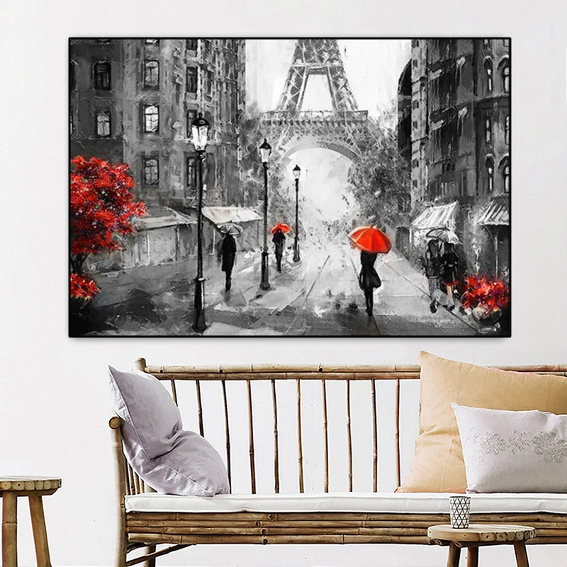 RELIABLE ART Street Scenery City Landscape Lovers Posters Pictures Canvas Painting Wall Art Picture For Living Room NO FRAME | Дом и сад