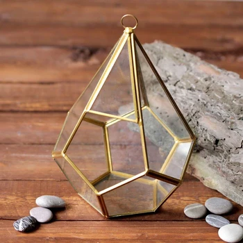 

Florarium "drop", golden frame