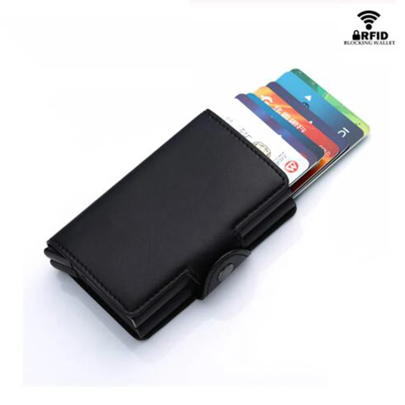 BISI GORO, Противоугонный RFID смарт-кошелек, сумка для денег, бизнес-кошельки для кредитных карт, алюминиевые двойные коробки, кошельки для ID карт