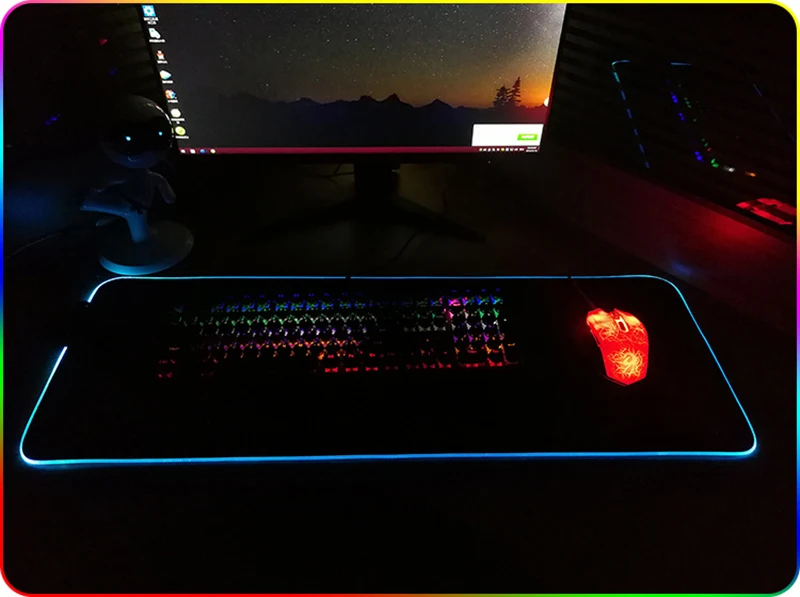 RGB светящийся игровой коврик для мыши цветной Большой светящийся USB светодиодный с расширенной подсветкой Клавиатура PU нескользящий коврик для одеяла