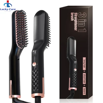 

3 in 1 Multifunctional Hair Straightener Hair Comb Brush Beard Straightener Straightening Comb Hair Curler Quick Hair Styler