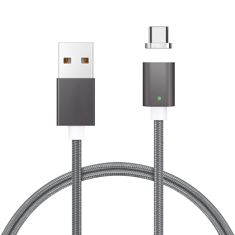 Светодиодный магнитный кабель Micro usb type C супер быстрая зарядка телефона Microusb type-C магнитное зарядное устройство usb c для iphone huawei xiaomi - Цвет: Grey