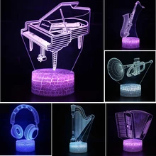 Musical instruments series Gift lamp 3D Night light Colorful touch LED lamp Small table lamp Bedside lamp Originality Decorative