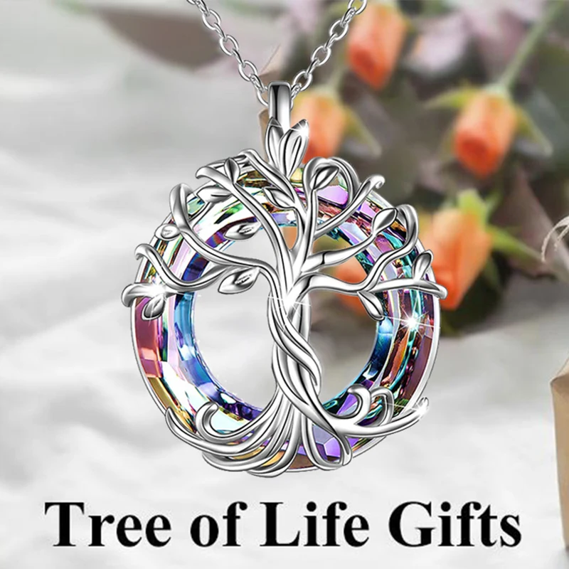 Tree of Life Necklace Celtic Family Pendant Necklaces Jewelry with AB Color Crystal Gifts for Women Teen Girls Birthday Chr | Украшения и