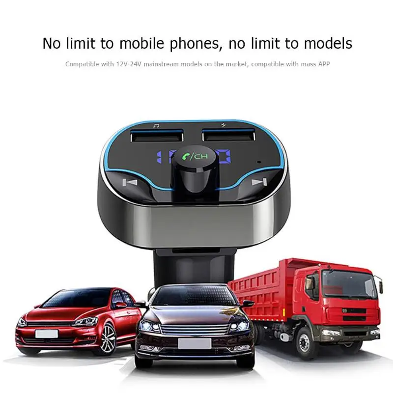Прочный автомобильный fm-передатчик тонко обработанный T24 Bluetooth 4,2 fm-передатчик Беспроводное зарядное устройство для tf-карты U диск