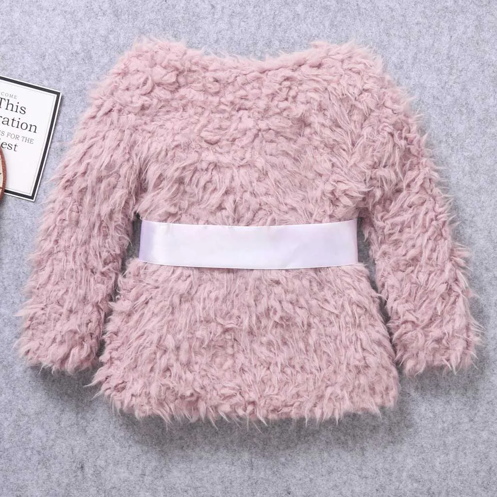 Toddler Kids Baby Girl Winter Fleece Faux Fur Warm Cardigan Coat Outwear Tops