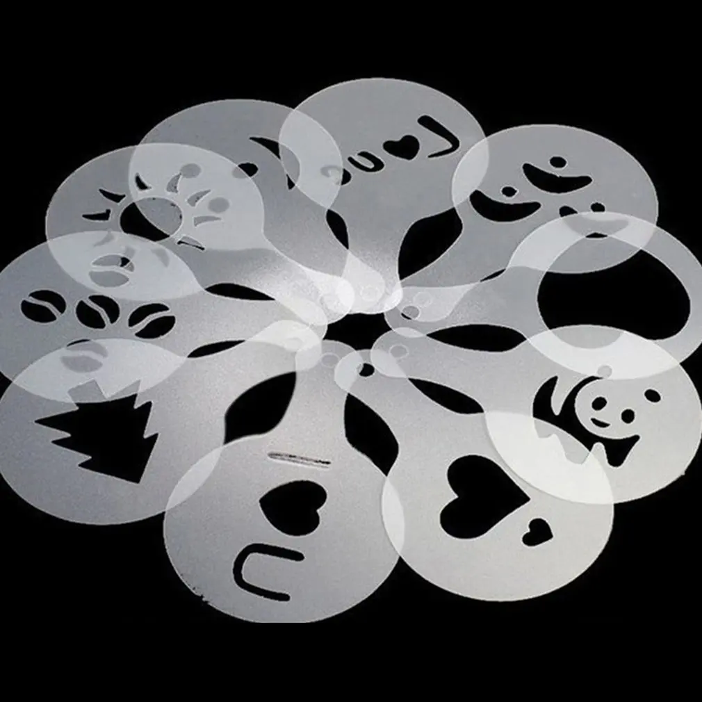 Plastic Pull Flower Mold Fancy Coffee Printing Model Thickening Coffee Milk Spray Spray Template 16 Pieces