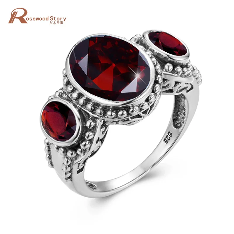Red Stone Sterling Silver Rings 925 Garnet Gemstones White Gold Ring For Women Platinum Trendy Oval Fine Jewellry High Quality Red Stone Sterling Silver Rings 925 Garnet Gemstones White Gold Ring For Women Platinum Trendy Oval Fine Jewellry High Quality