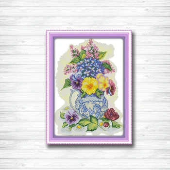 

Beautiful flower Three color vase Painting dmc 14CT 11CT counted cross stitch Needlework Set Embroidery kits Home decor crafts
