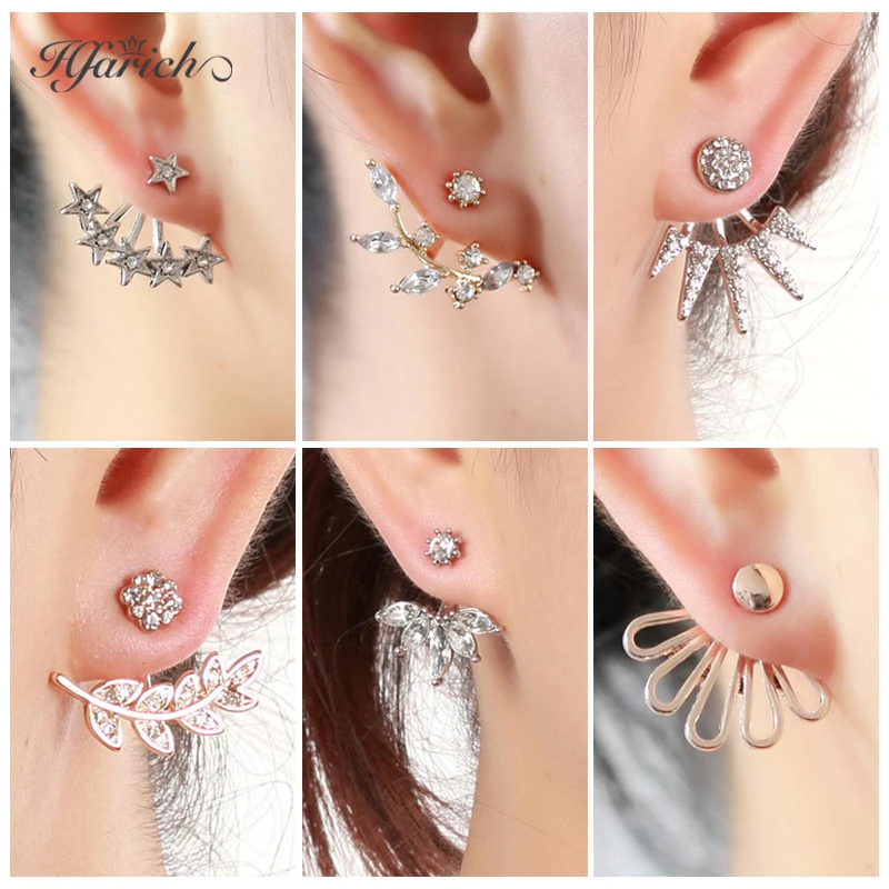 

Hfarich Rhinestone Leaf Earring For Women Star Earrings Party Wedding morden Ear Jackets Ladies Fashion Jewelry 2019