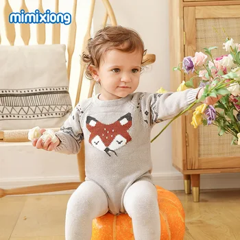 

ins baby boys and girls long sleeve Fox conjoined triangle clothes