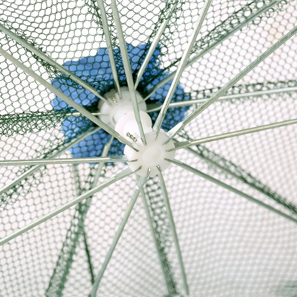 4-28 Holes Automatic Fishing Net Shrimp Cage Mesh Nets Foldable Traps Crab Fish Trap Cast Net Cast Fishing Network Tool Fishing Net Fishing Traps Crayfish Catcher